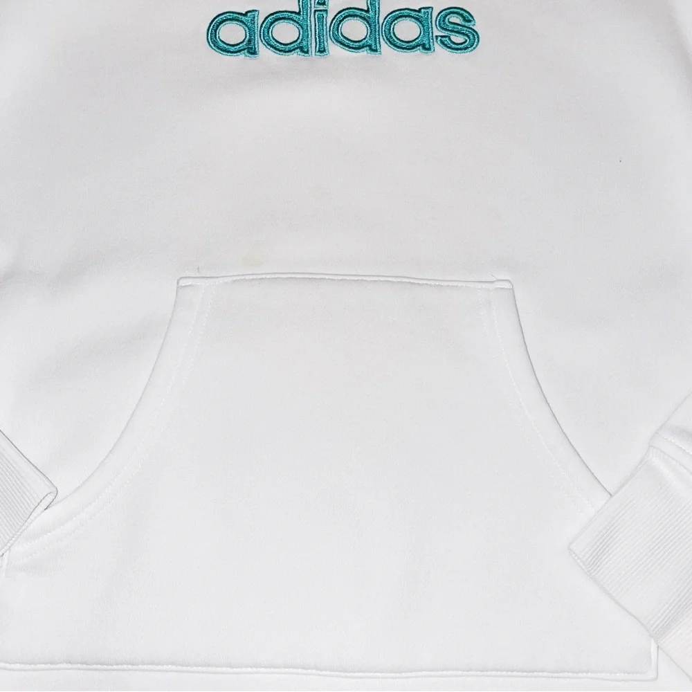 ADIDAS Girl's White And Teal Long Sleeve Hoodie Size 14 - Picture 5 of 10